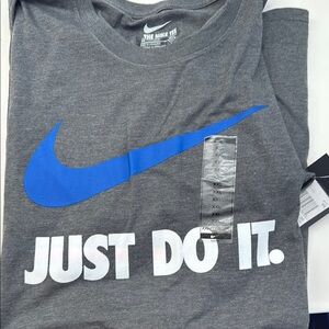 Nike Charcoal Tee with Vibrant Blue Swoosh